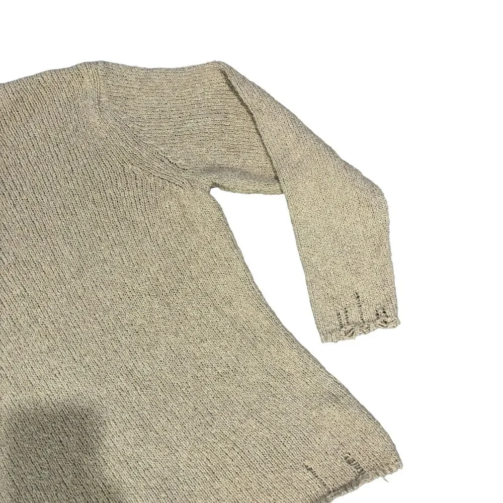 Zara Man New York Edition Men's L Taupe Distressed Knit Grunge Sweater
